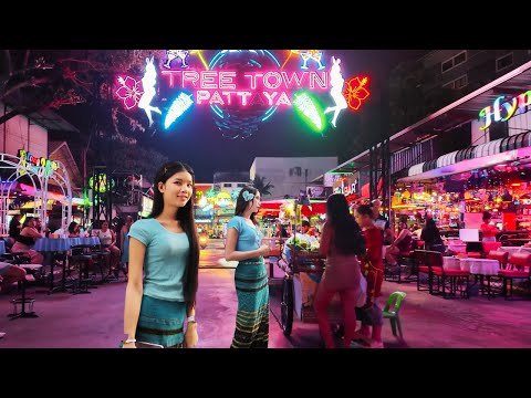 🇹🇭 [4K] Tree Town, Myth Night Town, Second Road - Pattaya Thailand ...